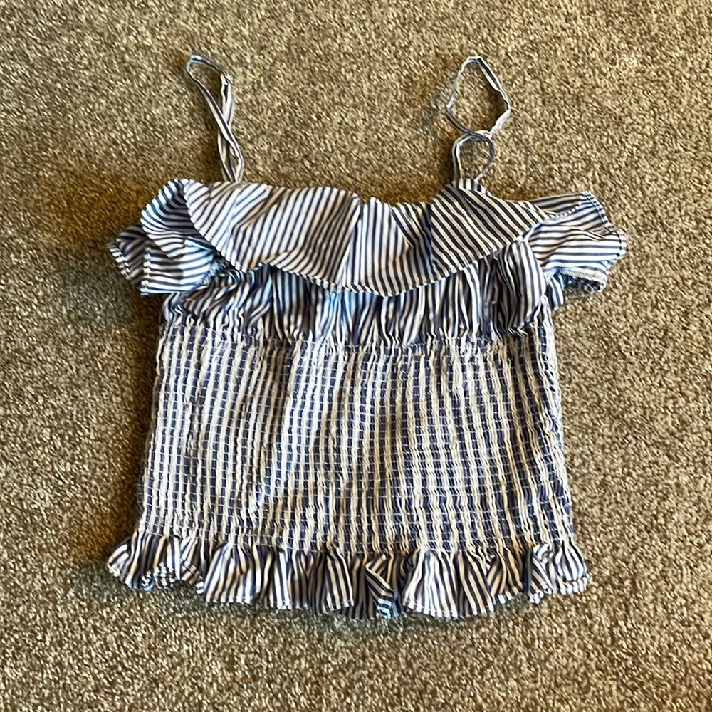 Blue and white stripe tank